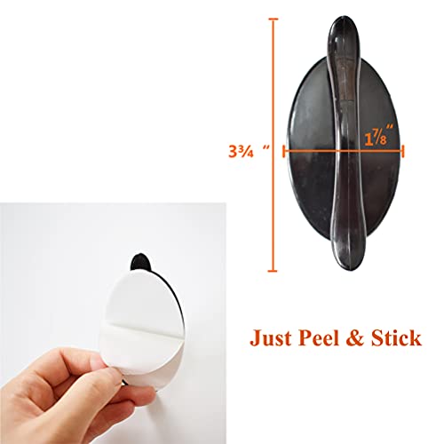 4 pcs Black Peel and Stick Pull for Mirrored Door, Self-Stick on Handles for Drawer, Drill Free Stick on Knobs for Cabinet