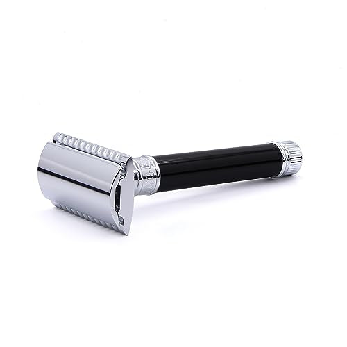 DE86 Classic Double Edge Manual Eco-Friendly and Reusable Safety Razor for Men and Women for Shaving Cream or Soap Fits All DE Razor Blades (Imitation Ebony)