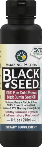 Premium Black Seed Oil - Cold Pressed Nigella Sativa Aids in Digestive Health, Immune Support, Brain Function, Joint Mobility, Gluten Free, Non GMO - 8 Fl Oz
