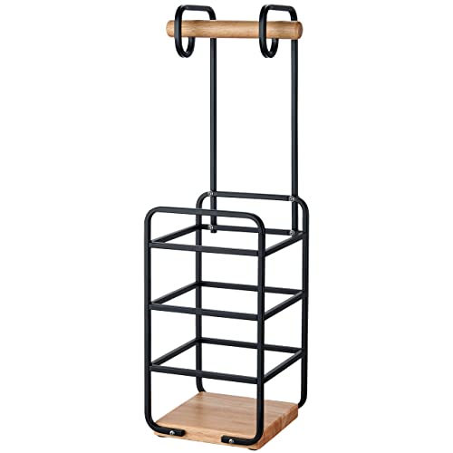 Toilet Paper Holder, Toilet Paper Holder Stand with Wood Base, Toilet Paper Storage with Reserve Fits Jumbo Roll