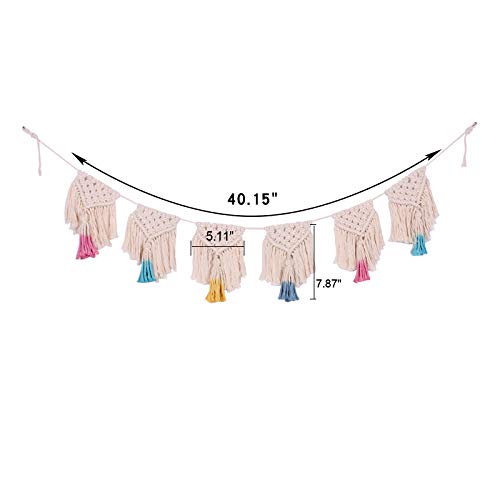 Hand-Woven Tapestry Boho Wall Hanging Decor Cotton Macrame Tassel for Home Décor (rainbow6)