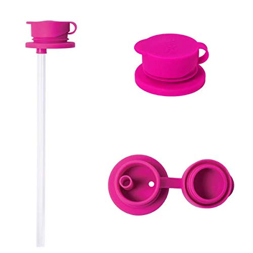 Sport Big Mouth Silicone Sport Straw Top (Plastic Free, Certified, BPA Free) (Pink Straw)