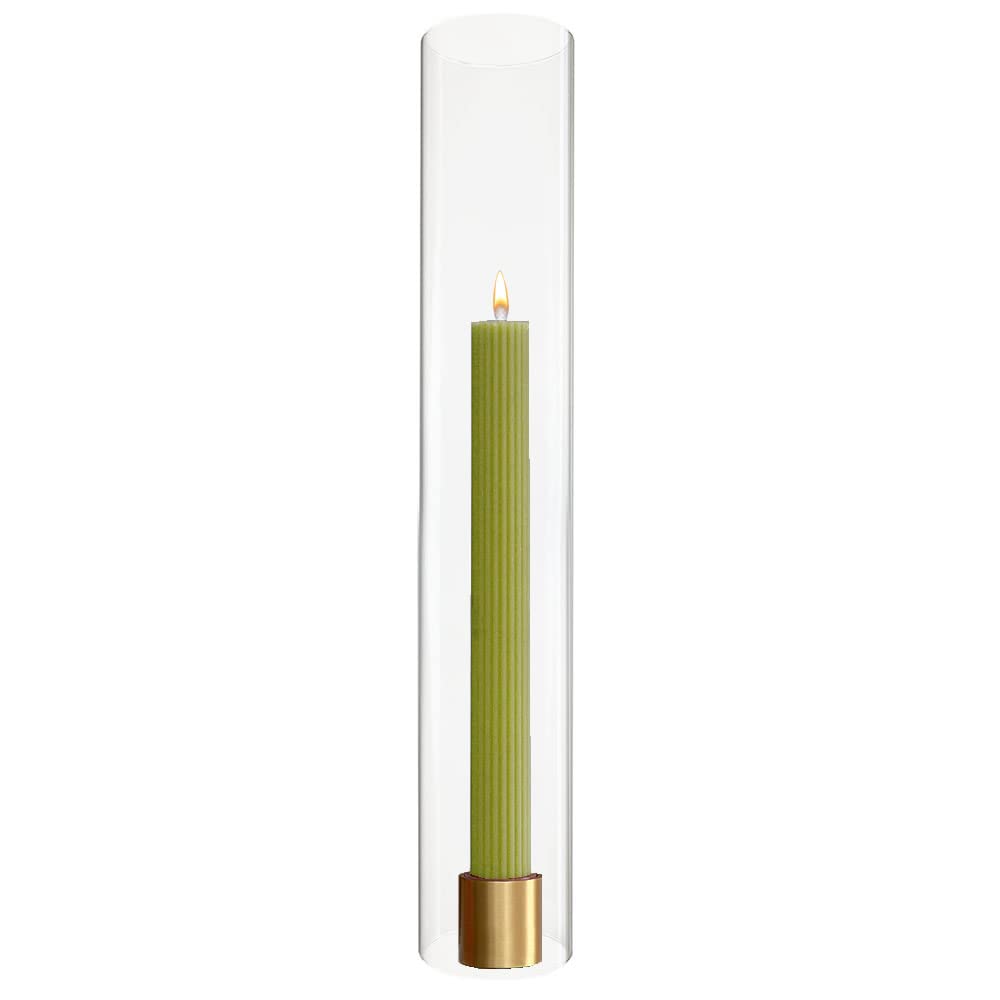 2 PCS (H:9.5 D:4) Open Ended Glass Hurricane Candleholder Tube Shade | Multiple Size Choices Open Flame Candle Chimney Tube Cover | Bottomless Cylinder