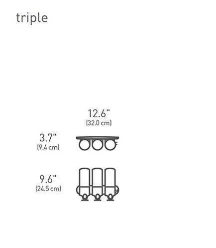 Triple Wall Mount Shower Pump, 3 x 15 fl. oz. Shampoo and Soap Dispensers, Stainless Steel