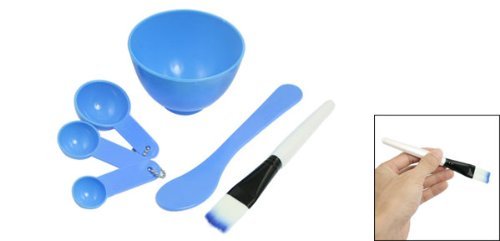 4 in 1 Women Girl Lady Facial Skin Care DIY Mask Make Up Mixing Tool Set Kits Include Bowl Stick Brush Gauge Spoon (Blue)