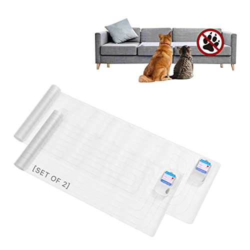 Scat Pet Shock Mat 2 Pieces, Shock Pads for Dogs and Cats Training Indoor, Electric Repellent Mat Keeps Pets Off Couch, Sofa, Countertop, 3 Modes, 2 Pieces Same Size, Battery Operated