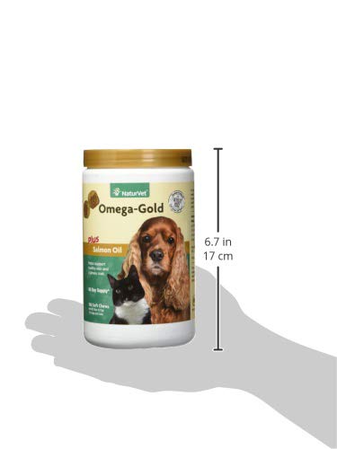 – Omega-Gold Plus Salmon Oil | Supports Healthy Skin & Glossy Coat | Enhanced with DHA, EPA, Omega-3 & Omega-6 | for Dogs & Cats | 180 Soft Chews