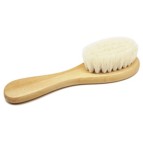 Baby Hair Brush, Wooden Goat Bristles Hair Brush for Newborns & Toddlers, Ideal for Cradle Cap, Perfect Baby Registry Gift, Hypoallergenic, 1 Count