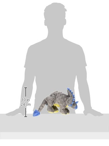 Dinos Frills Squeaky Plush Dog Toy, Chew Guard Technology - Gray, Large