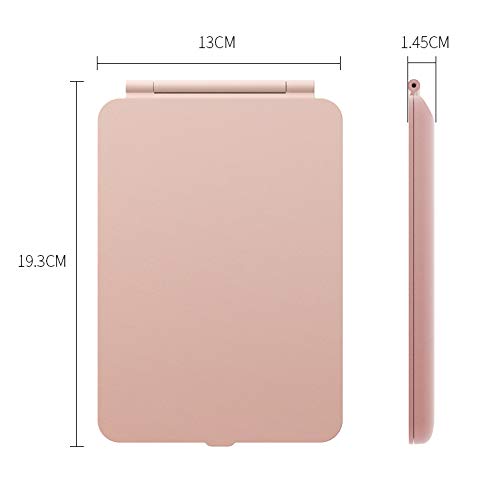 LED Makeup Mirror for Travel, 32 LEDs Lighted Vanity Mirrors with Dimmable Light,Compact, Slim, Rechargeable Lighted Mirror, Folding Makeup Mirror for Beauty