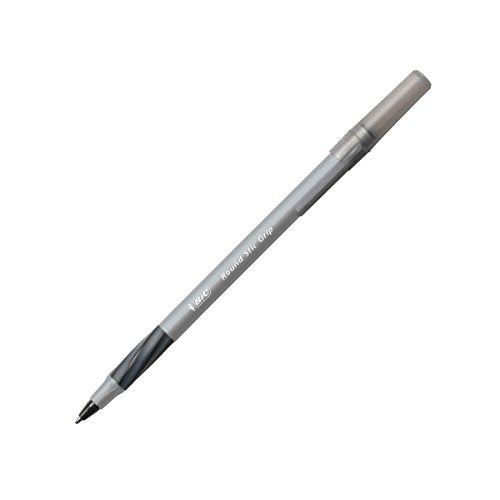 Round Stic® Grip™ Xtra-Comfort Medium Ball Point Pen, Black, 12 Pack