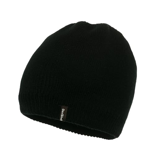 Waterproof Beanie Hat for Men and Women Acrylic Outer for Winter Cold Weather, Membrane Insulated Fleece Liner, Black Solo, L/XL (58-60cm)