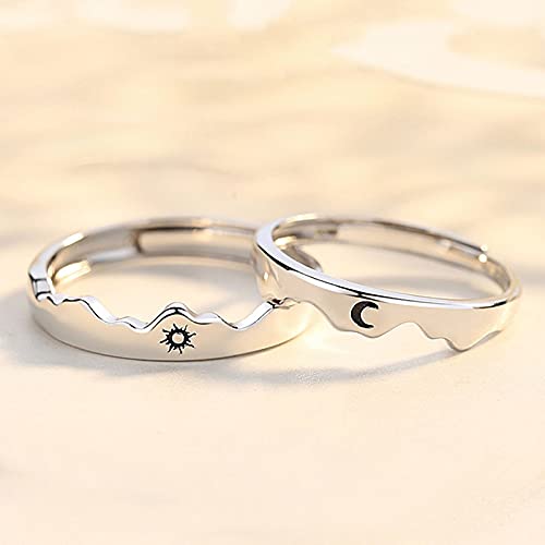 Matching Rings for Couples Promise Statement Rings for Her and Him Set Sun Moon Couple Rings Best Friend Rings for 2