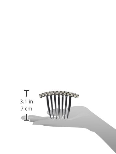Twist Comb with Jet and Crystal Swarovski Stone, 0.5 Ounce