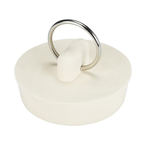 1-1/2 inch Rubber Drain Stopper, White, Carded, 80227