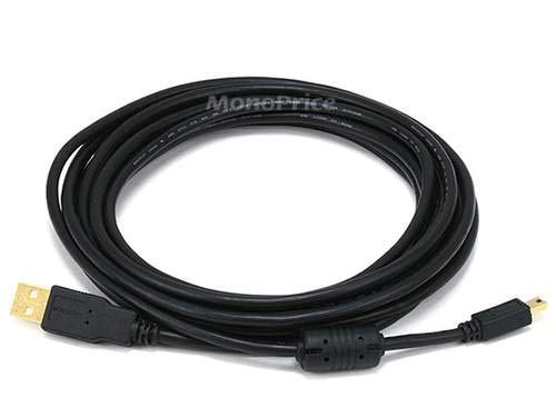 3-Feet USB 2.0 A Male to Mini-B 5pin Male 28/24AWG Cable with Ferrite Core (Gold Plated), White (108633)