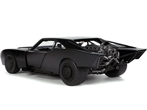 DC Comics The Batman 1:18 Batmobile with Lights Die-cast Car & 3.75 Batman Figure, Toys for Kids and Adults ,Black