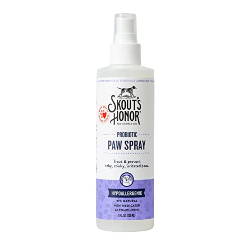 SKOUT'S HONOR Probiotic Paw Spray for Dogs - Alcohol-Free, Fragrance-Free & Non-Medicated - Supports Healthy Skin & Relieves Itchy, Stinky Paws, 8 oz