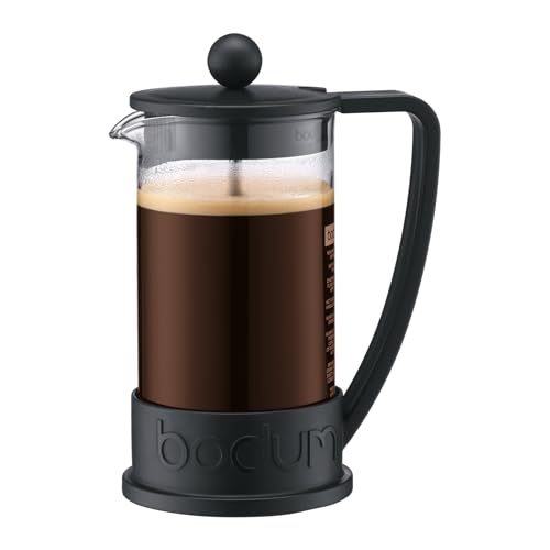 12oz Brazil French Press Coffee Maker, High-Heat Borosilicate Glass, Black - Made in Portugal