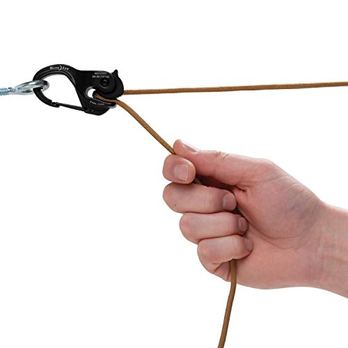 CamJam XT Aluminum Rope Tightener - Versatile Tie Down Cam Mechanism with Carabiner Clip - Secure Hiking Gear Essential - Rope Tie Down Accessory - Black/Coyote