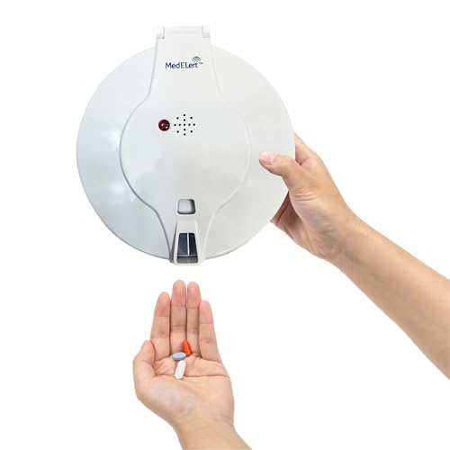 Premium Automatic Pill Dispenser for Elderly with Alarm | Secure Medication Dispenser 28 Sealed Compartments | Tamper-Resistant Automatic Pill Dispenser | FSA/HSA Eligible, Clear & Solid White Lids