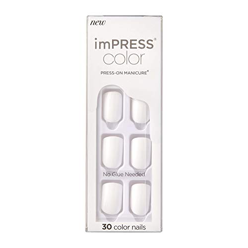KISS Color Press-On Manicure, Gel Nail Kit, PureFit Technology, Short Length, “Frostingâ€Â, Polish-Free Solid Color Mani, Includes Prep Pad, Mini File, Cuticle Stick, and 30 Fake Nails