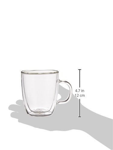 10oz Bistro Double Wall Insulated Mug, High-Heat Borosilicate Glass, Set of 2, Clear