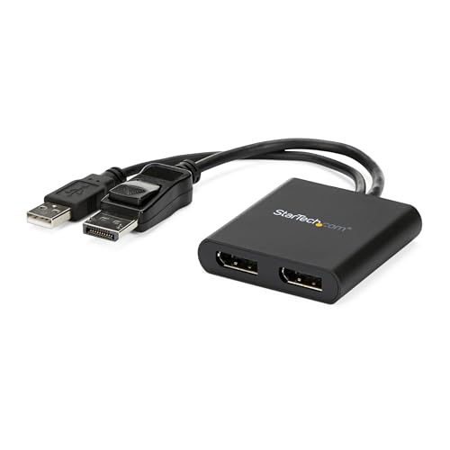 Dual-Monitor DisplayPort 1.2 Splitter, DP to 2x DP Multi-Monitor Adapter, 4K 30Hz/1080p 60Hz MST Hub for Windows