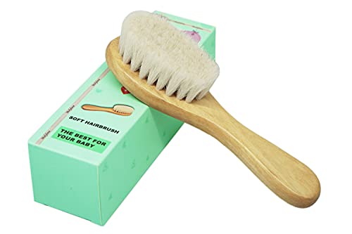 Baby Hair Brush, Wooden Goat Bristles Hair Brush for Newborns & Toddlers, Ideal for Cradle Cap, Perfect Baby Registry Gift, Hypoallergenic, 1 Count
