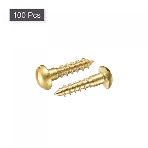 Wood Screws M3 x 12mm Slotted Round Head Brass Self-Tapping Screw 100 Pcs