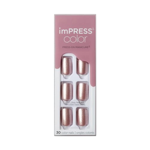 KISS No Glue Mani Press On Nails, Color, 'Champagne Pink', Pink, Short Size, Squoval Shape, Includes 30 Nails, Prep Pad, Instructions Sheet, 1 Manicure Stick, 1 Mini File