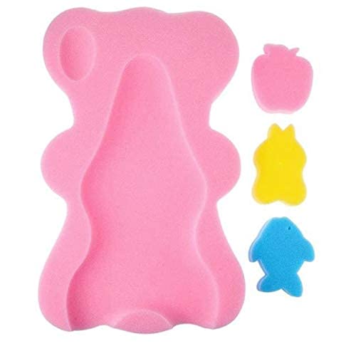 Baby Infant Bath Sponge Baby Bath Mat Newborn Cushion, Pink