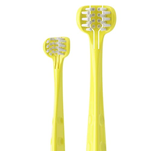 Children 3 Sided Toddler Toothbrush Kids Toothbrush Soft Wrap-Around Baby Toothbrush 12 Months and Up Training Toothbrush Saving Time for Baby Tooth Brush - Yellow