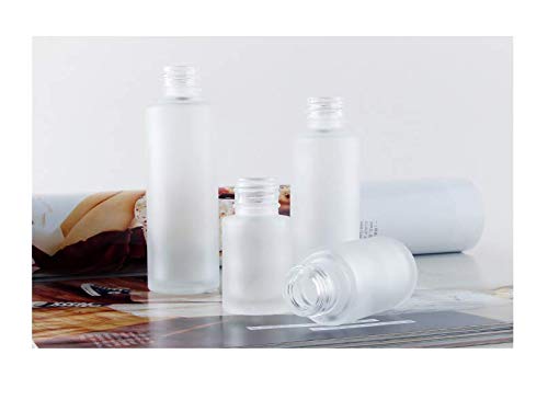 2Pcs 30Ml /1Oz Translucence Refillable Glass Treatment Pump Lotion Cosmetics Bottles Travel Cream Vial Container