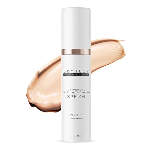 Anti-Aging Tinted Moisturizer with SPF 46. Universal Tint. All-In-One Light Coverage Sheer Tinted Face Sunscreen with Broad Spectrum Protection Against UVA and UVB Rays. 1.7 oz