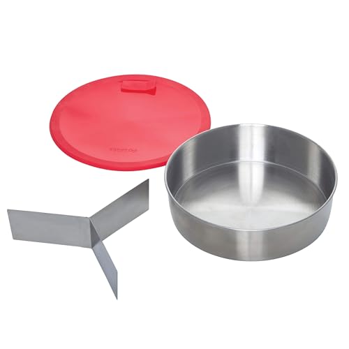 Pot Official Round 7 Nonstick Cook/Bake Pan with Lid & Removable Divider, Multi-Purpose, Heavy-Duty, Dishwasher Safe, Oven Safe, 32 oz Multi-Use for Cooking, Baking, Storing (Red)