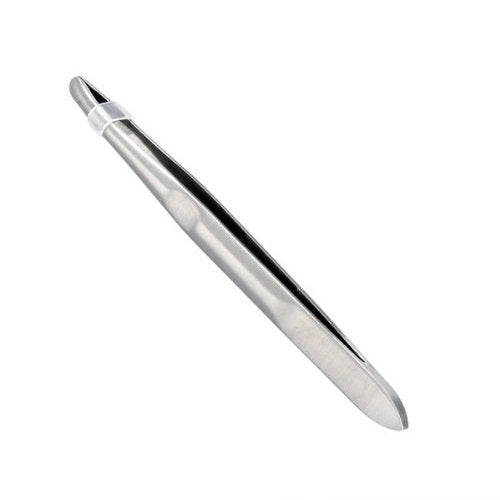 Silver Stainless Steel Round Tip Eyebrow Hair Tweezer Makeup Cosmetic Tool