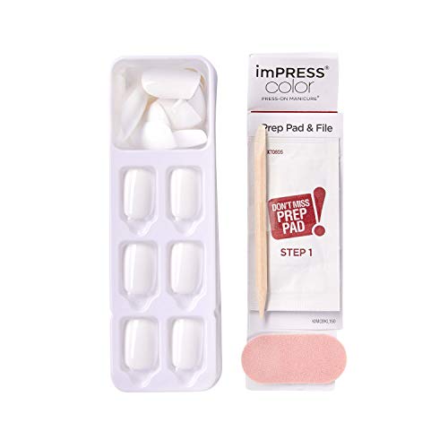 KISS Color Press-On Manicure, Gel Nail Kit, PureFit Technology, Short Length, “Frostingâ€Â, Polish-Free Solid Color Mani, Includes Prep Pad, Mini File, Cuticle Stick, and 30 Fake Nails