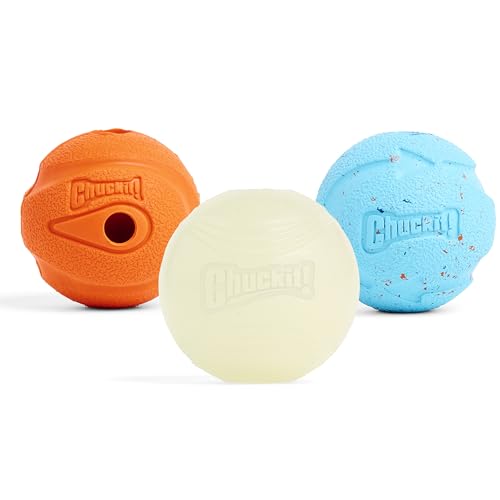 Chuckit Gen 1 Fetch Pack Dog Balls - Interactive Dog Toys, High-Bounce Fetch Ball, Floating Ultra and Rugged Balls, Durable - Size Medium, 2.5-inch Diameter, Set of 3
