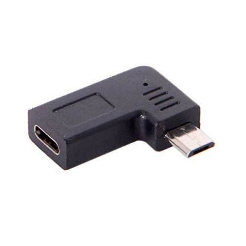 Cablecc USB-C Type-C Female to Micro USB 2.0 5Pin Male Data Adapter 90 Degree Left & Right Angled Type (Left Angled)