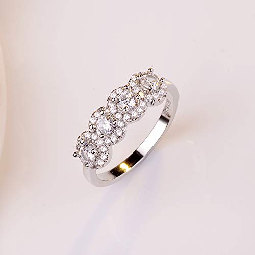 925 Sterling Silver 4 Cut Cubic Zirconia Stones Fashion Ring Engagement Wedding Bands Wedding Rings for Women Promise Anniversary Eternity Bands Rings CZ Engagement Bridal Ring (10)