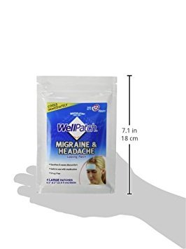 Migraine & Headache Cooling Patch - Drug Free, Lasts Up to 12 hours, Safe to Use with Medication - Large Patches (4 Large Patches), Each 4.3 x 2 in