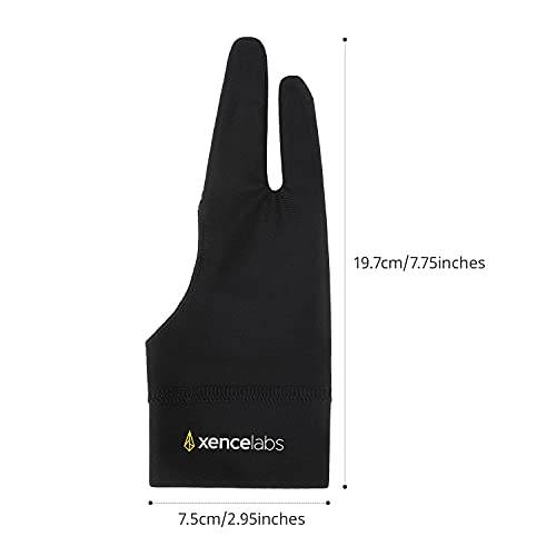 , Artist Glove, Drawing Glove Left Right Hand for Drawing Tablet, 2 Finger Glove for Drawing, Black Size S