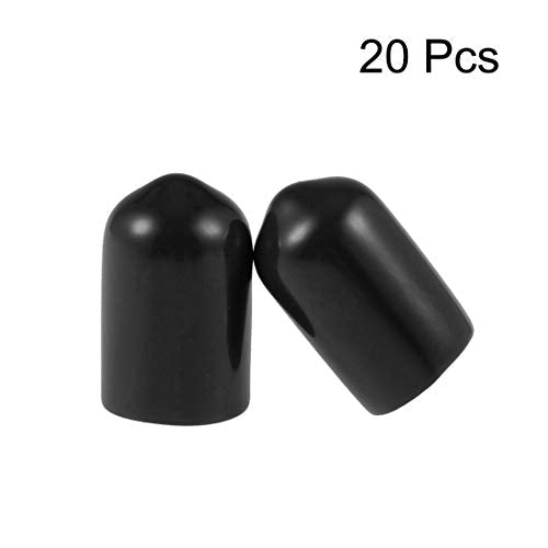 20pcs Rubber End Caps 8.5mm ID Vinyl Round Tube Bolt Cap Cover Thread Protectors Black