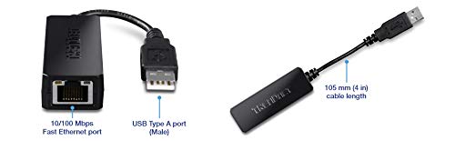 USB 2.0 to 10/100 Fast Ethernet LAN Wired Network Adapter for MacBook, TU2-ET100, ChromeBook, Windows 8.1 and Earlier, Linux, and Specific Android Tablets, ASIX AX88772A Chipset