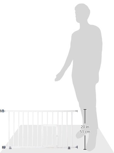 MINI Expandable Extra Wide Pet Gate with Small Pet Door (916006), White, 18-31 inches