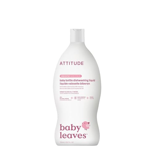 Baby Dish Soap and Bottle Cleaner, EWG Verified Dishwashing Liquid, No Added Dyes or Fragrances, Tough on Milk Residue and Grease, Vegan, Unscented, 23.7 Fl Oz