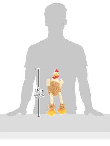 Checkers Skinny Rooster Squeaky Plush Dog Toy, Chew Guard Technology - Brown, Small
