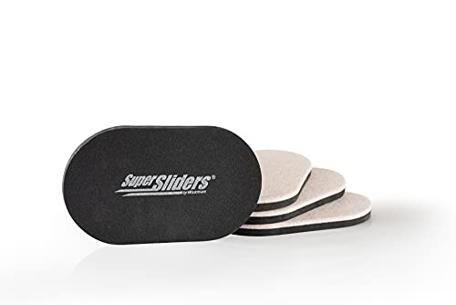 3 1/2 x 6 Oval Reusable Furniture Sliders for Hard Surfaces - Effortless Moving and Surface Protection, Beige (4 Pack)