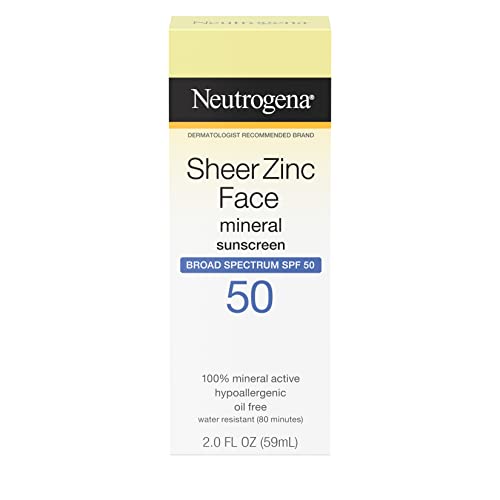 Sheer Zinc Oxide Dry-Touch Face Sunscreen with Broad Spectrum SPF 50, Oil-Free, Non-Comedogenic & Non-Greasy Mineral Sunscreen, 2 fl. oz
